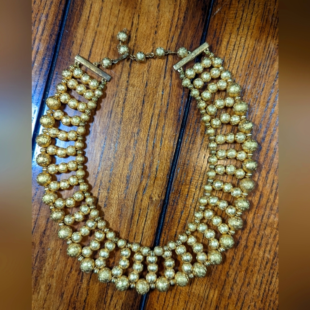 Vintage gold tone metal choker